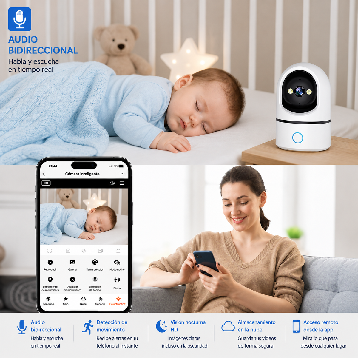 Cámara Monitor para Bebé | Vigila y Escucha a Tu Bebé Desde Cualquier Lugar