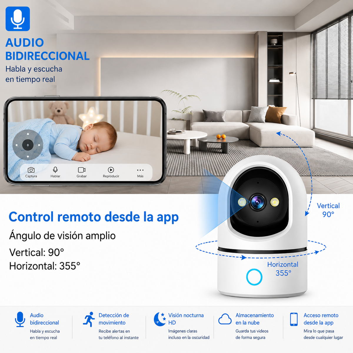 Cámara Monitor para Bebé | Vigila y Escucha a Tu Bebé Desde Cualquier Lugar